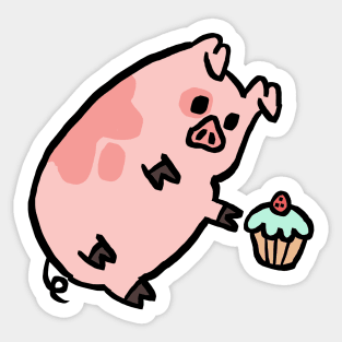 Cute Cartoon Piggy wants Muffin Sticker